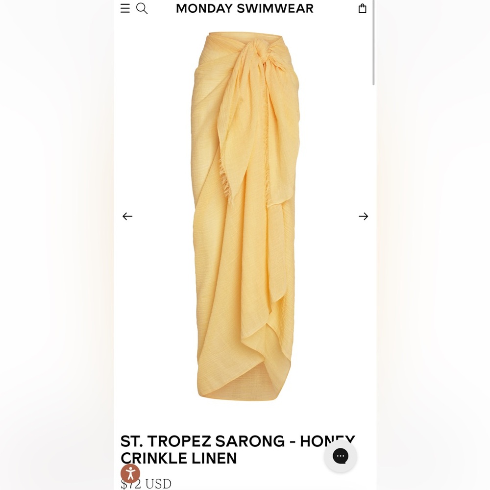 Monday Swimwear St. Tropez Yellow Sarong in Crinkle Linen - NWT - OS
